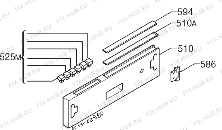 Взрыв-схема посудомоечной машины Kuppersbusch IGV458.2W - Схема узла Command panel 037